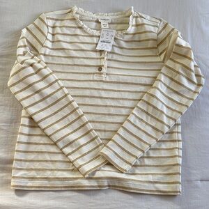 Crewcuts Gold and White Striped Long Sleeve Tee